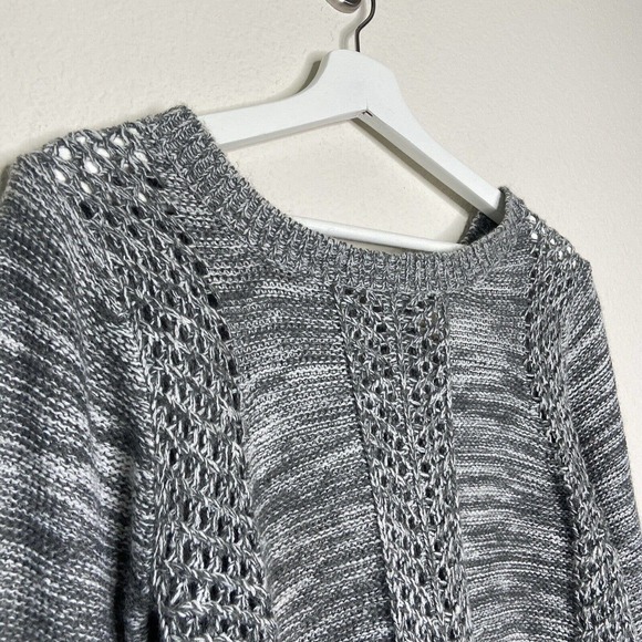 Altar'd State Gray Two Way Zip Back Mulit Knit Pattern Sweater Sz S - Picture 3 of 10